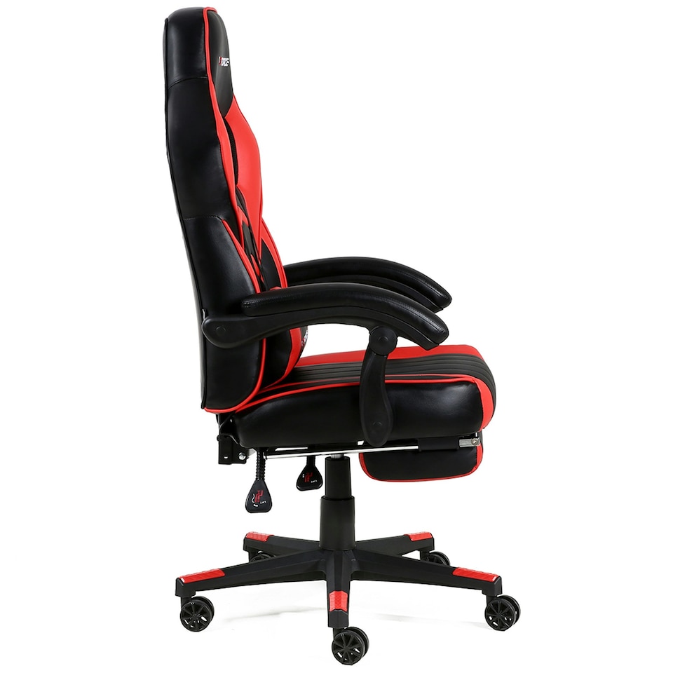 image 1 of Turbo Reclining Sports Racing Office Desk Faux Leather Gaming Chair (Red)