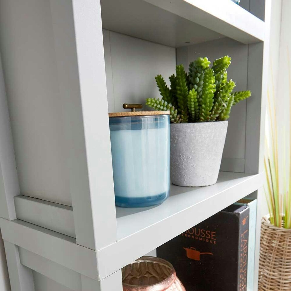image 1 of Grey Oak Tall Bookcase Display Unit 5 Bookshelves DVD Storage Two Tone Grey