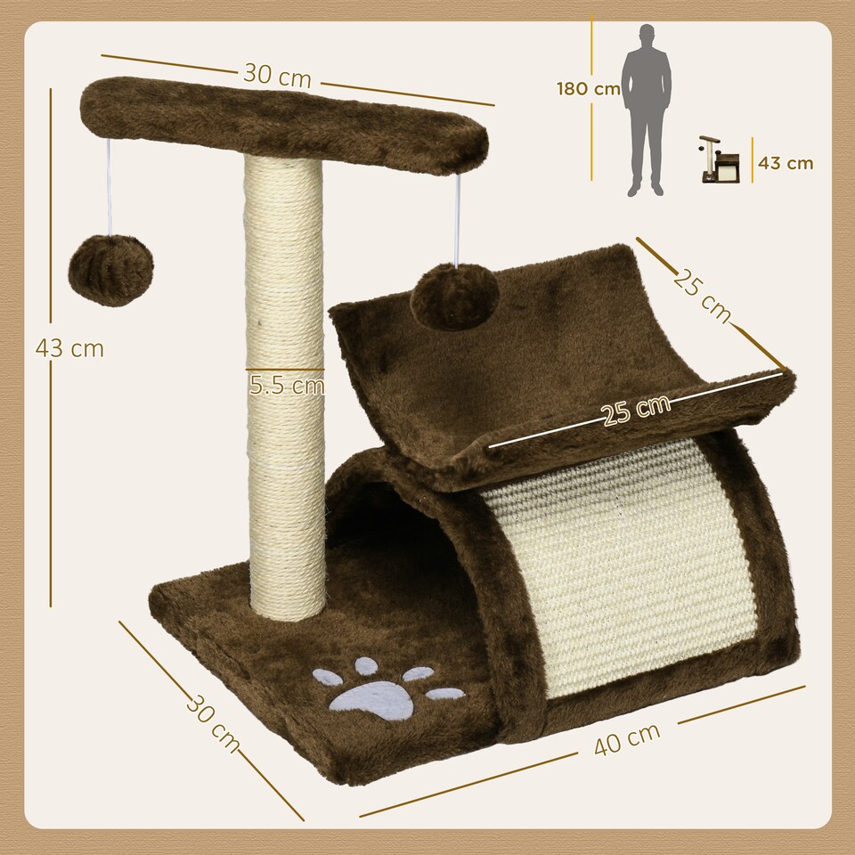 image 1 of PawHut Cat Tree Tower, Rotatable Top Bar, Sisal Post, Tunnel, Balls