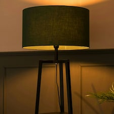 ValueLights Hiru Black 3 Tier Shelf Floor Lamp with Green Shade Green