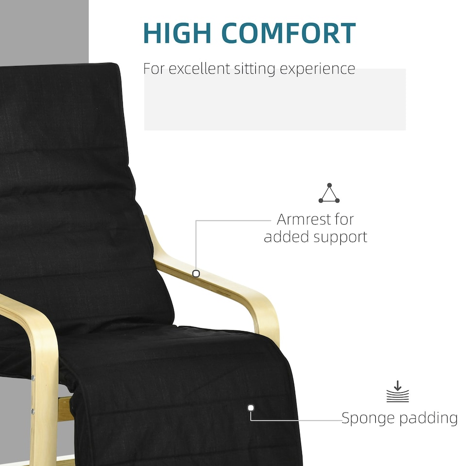 image 1 of HOMCOM Lounge Chair Recliner Adjustable Footrest Home Black