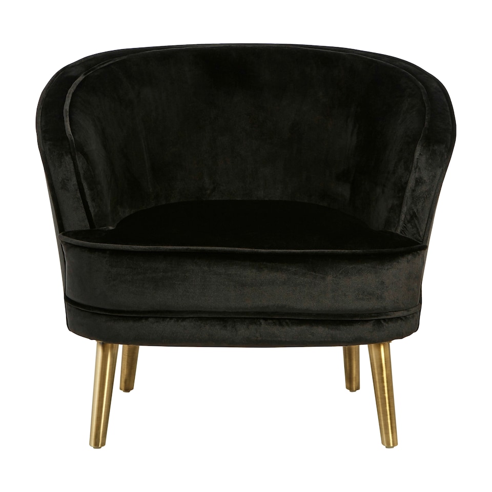 image 1 of Interiors by Premier Black Velvet Round Armchair, Built to Last Lounge Chair, Easy to Maintain Living Room Chair, Reliable chair