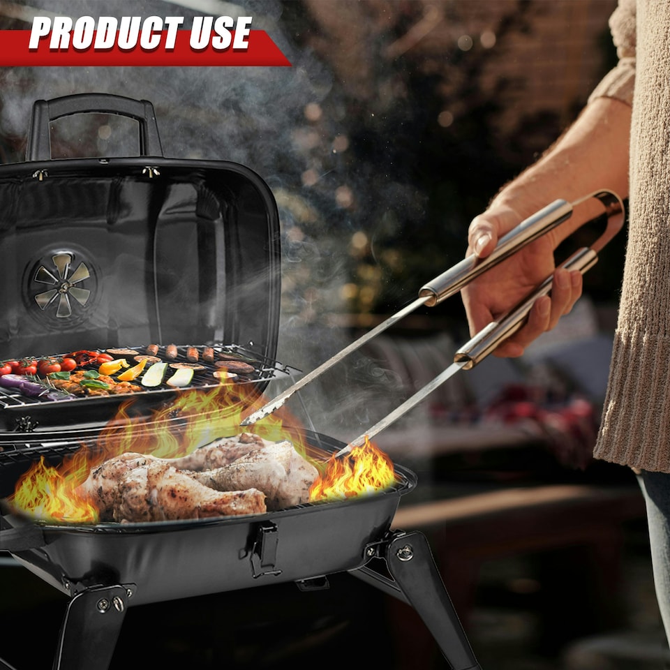 image 1 of Alivio Portable Barbecue Grill, High Quality BBQ Charcoal Grill (Black)