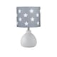 image 1 of First Choice Lighting Tuscan White Ceramic Lamp with Grey & White Stars Shade White | Grey
