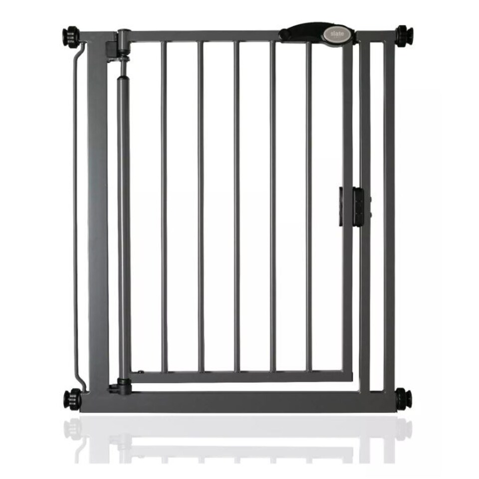 image 1 of Bettacare Auto Close Pet Gate, 68.5cm - 75cm, Slate Grey, Narrow, Narrow Pressure Fit Stair Gate for Dog & Puppy, Safety Barrier for Narrow Doors Hallways and Spaces, Easy Installation