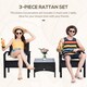 image 3 of Outsunny 3 Pieces Rattan Bistro Set, Wicker Garden Furniture Set with Glass Top Coffee Table and Chairs, Washable Cushions for Outdoor, Patio, Balcony, Black