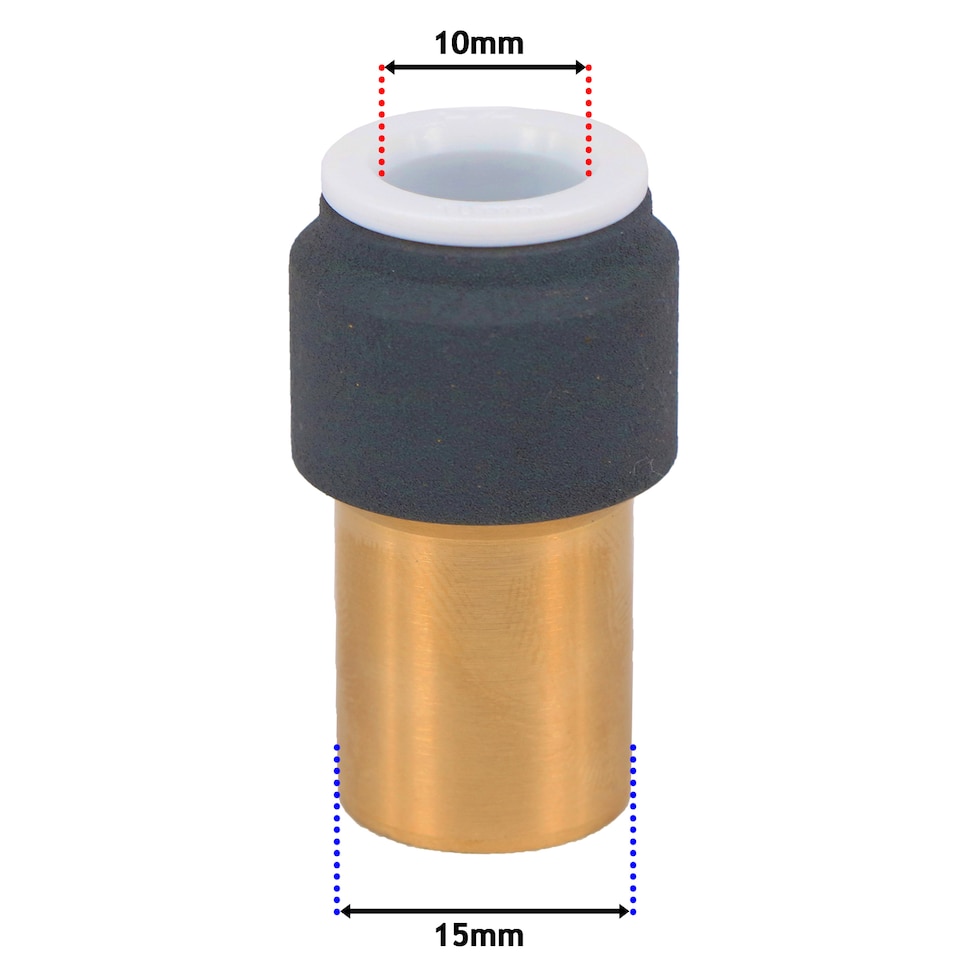 image 1 of SPARES2GO Radiator Valve 15mm x 10mm Anthracite Pushfit Reducing Straight Speed Fit Compression Stem