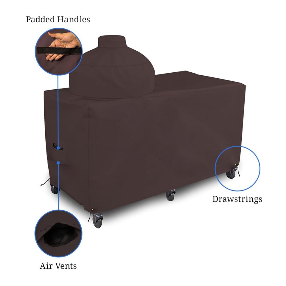 image 1 of Covers&All Big Egg Grill Cover, 12 Oz Waterproof UV & Weather Resistant, PVC Coated Outdoor Cover, 60 in L x 36 in D x 50 in H, Coffee