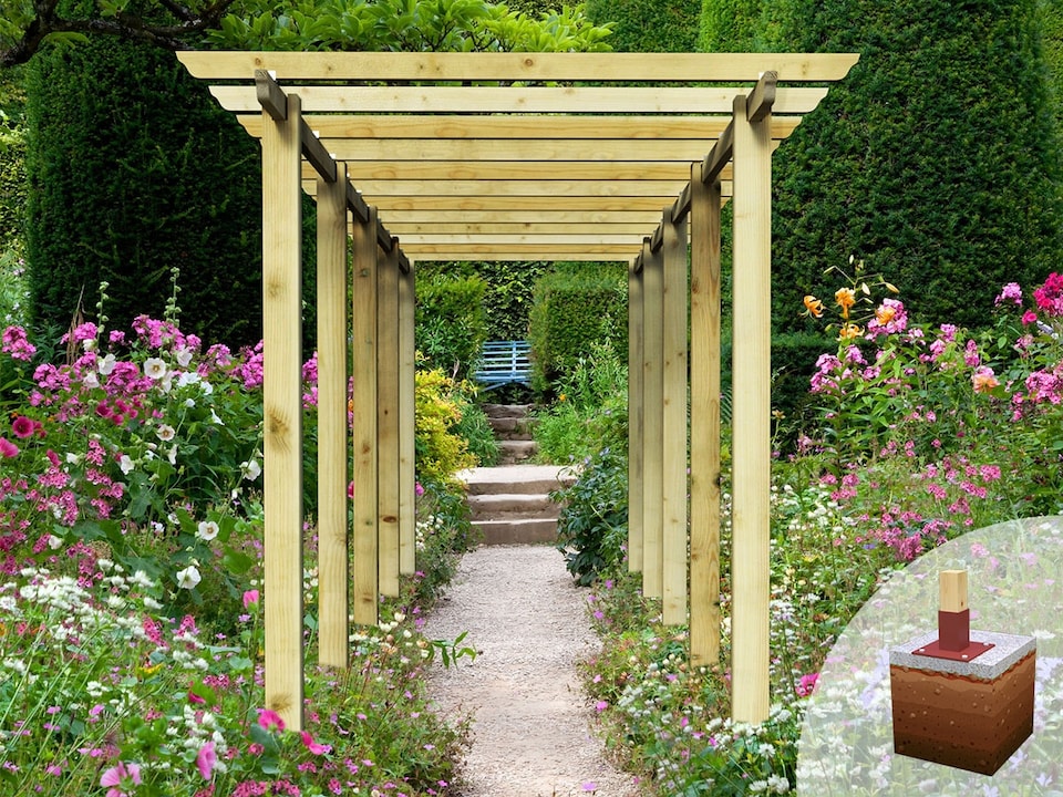 image 1 of eDecks HD Royal Walkway Garden Pergola w/ Bolt Down Anchors 2.7m - 2.4 x 7.2m