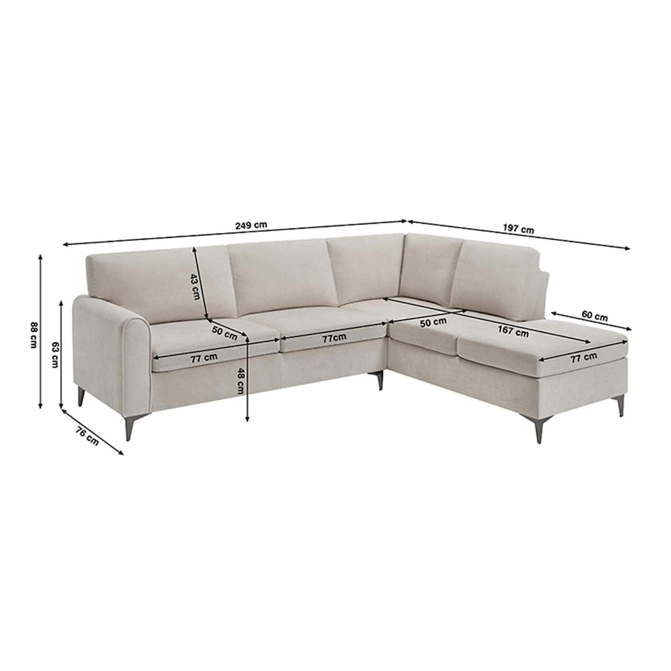 image 1 of Roma 4 Seater Fabric Corner Sofa | Cream | Beige | Three Seater