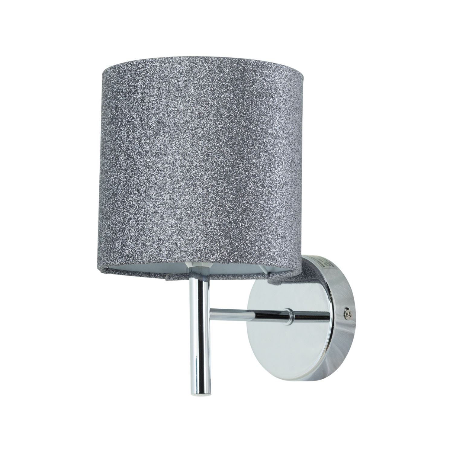 First Choice Lighting Brea - Chrome Wall Light with Silvery Glitter Shade in Silver