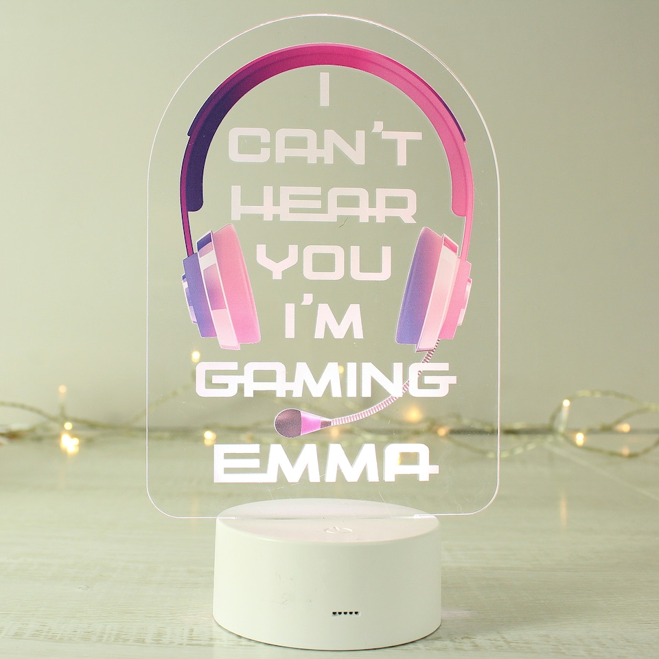 image 1 of Personalised Pink Gaming LED Colour Changing Night Light