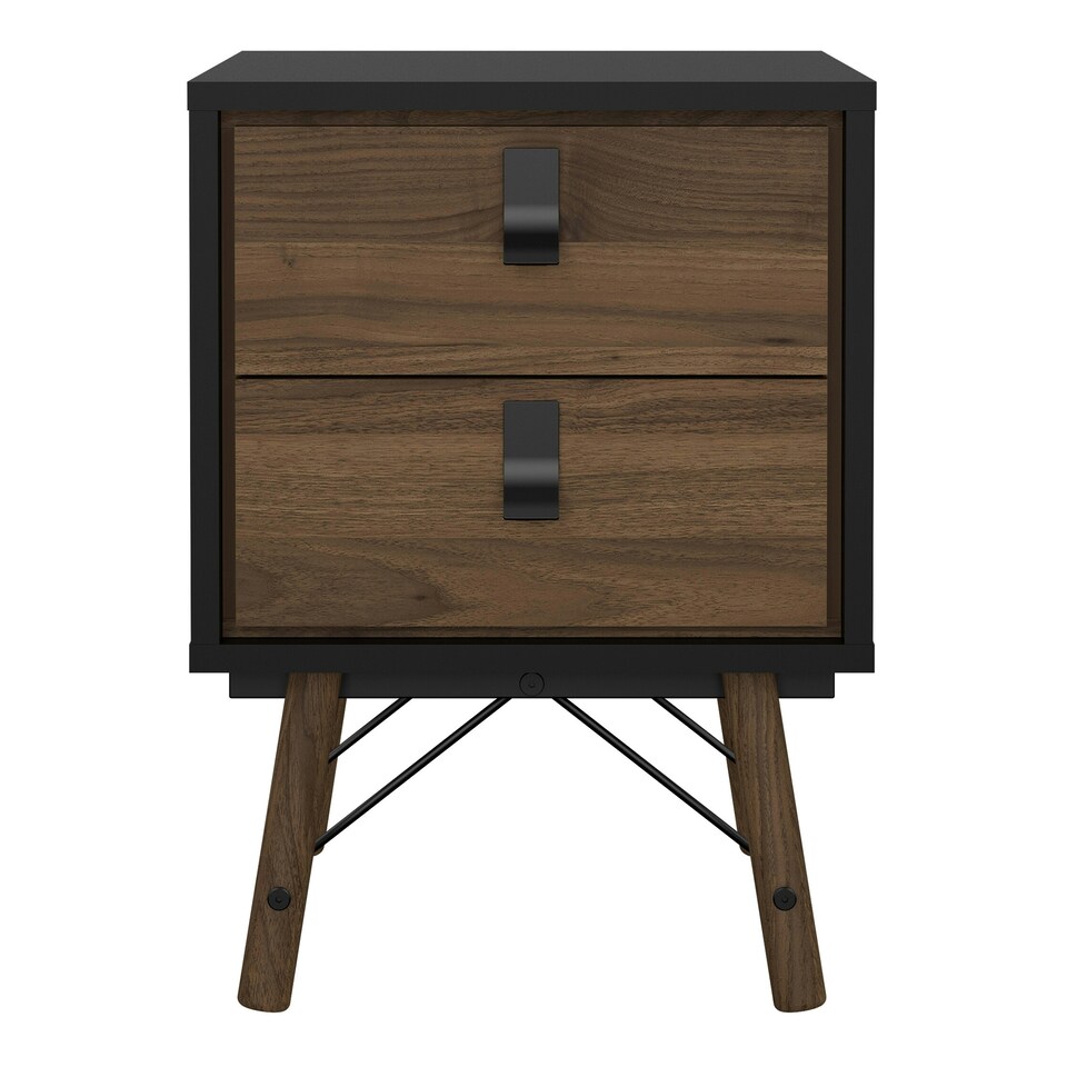 image 1 of Ry Bedside Cabinet 2 Drawer in Matt Black Walnut