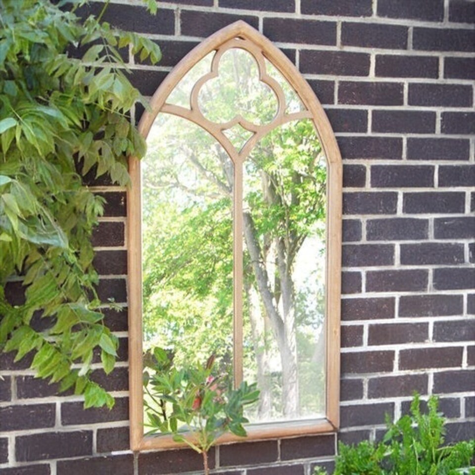 image 1 of Primrose Wooden Gothic Glass Garden Mirror 3ft 7in x 2ft