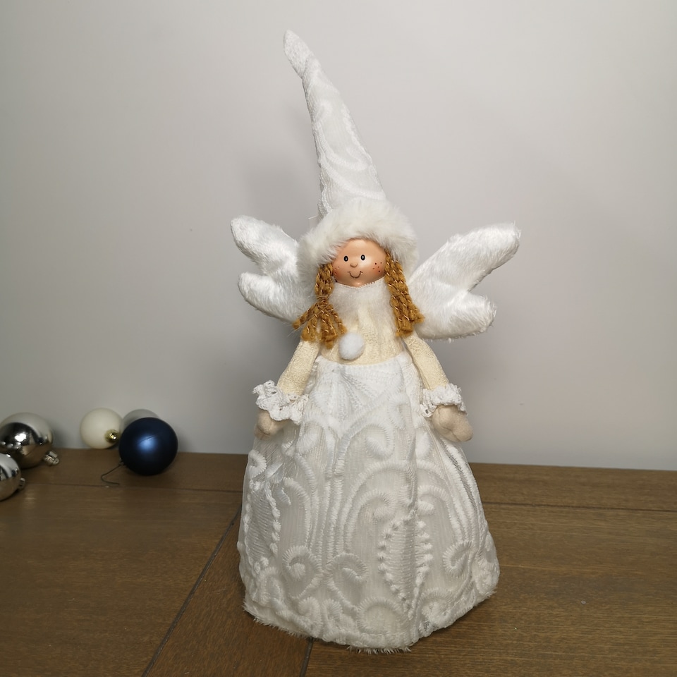 image 1 of 35cm Premier Christmas Tree Top Angel Decoration in White