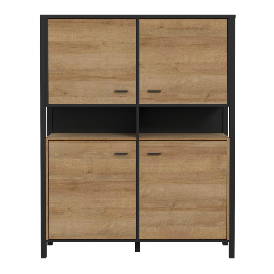image 1 of High Rock Storage Cabinet in Matt Black/Riviera Oak