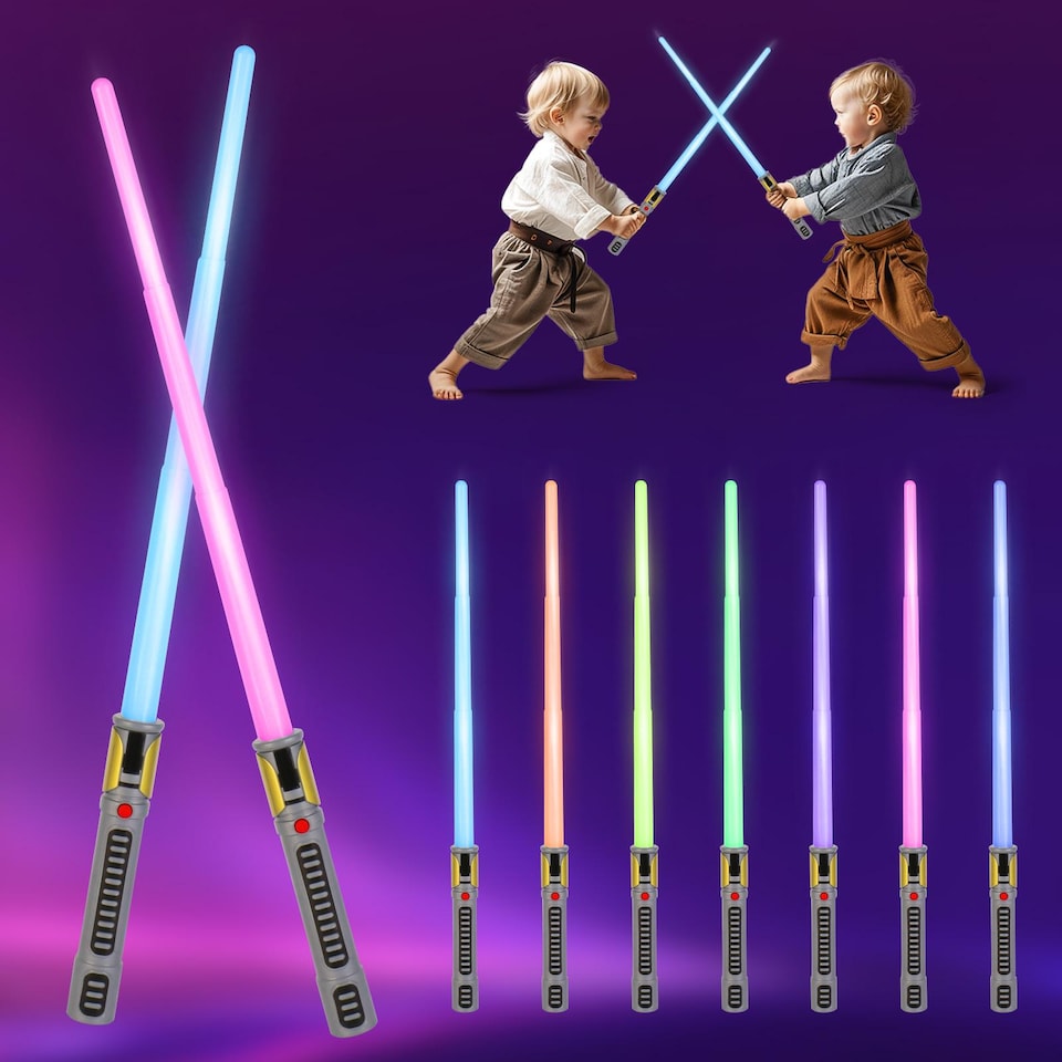 image 1 of Space Sword Lightsaber – 7‑Colour LED, Sound Effects, Mute Mode & 60" Extendable Toy for Kids 3+