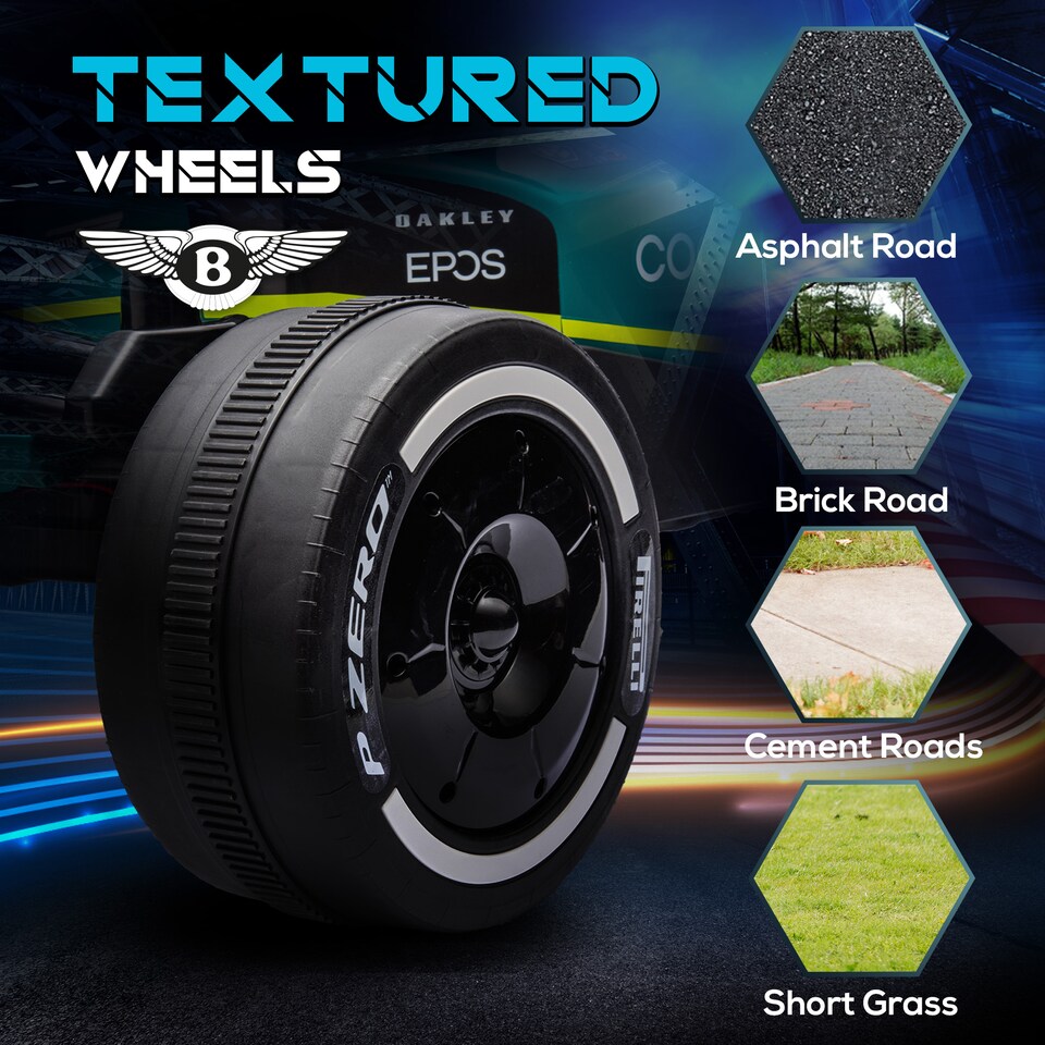 image 1 of AIYAPLAY Aston Martin Licensed 12V Electric Go Kart, Kids Racing Kart with Bluetooth, 4 Suspension Wheels, Remote Control, Music Lights Horn, for 3-6 Years, Green