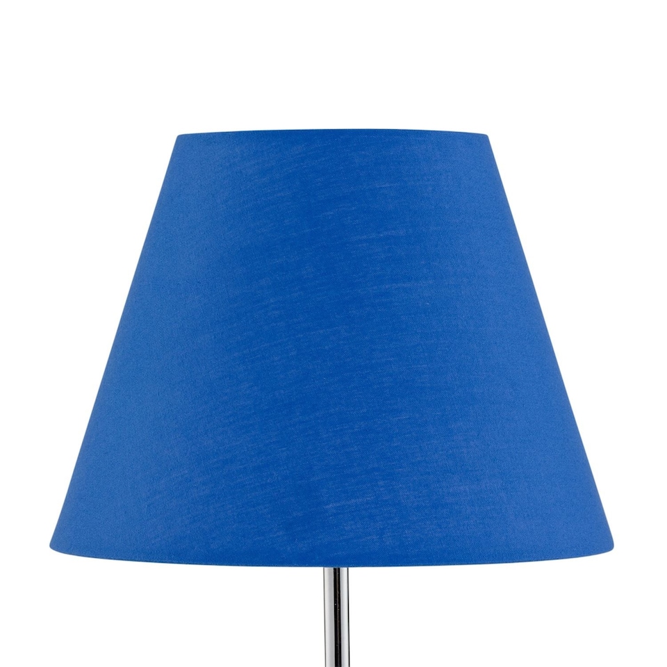 image 1 of Set of 2 Royal Blue Cotton 20cm Diameter Tapered Fabric Lamp Shades | Blue | Medium | 2