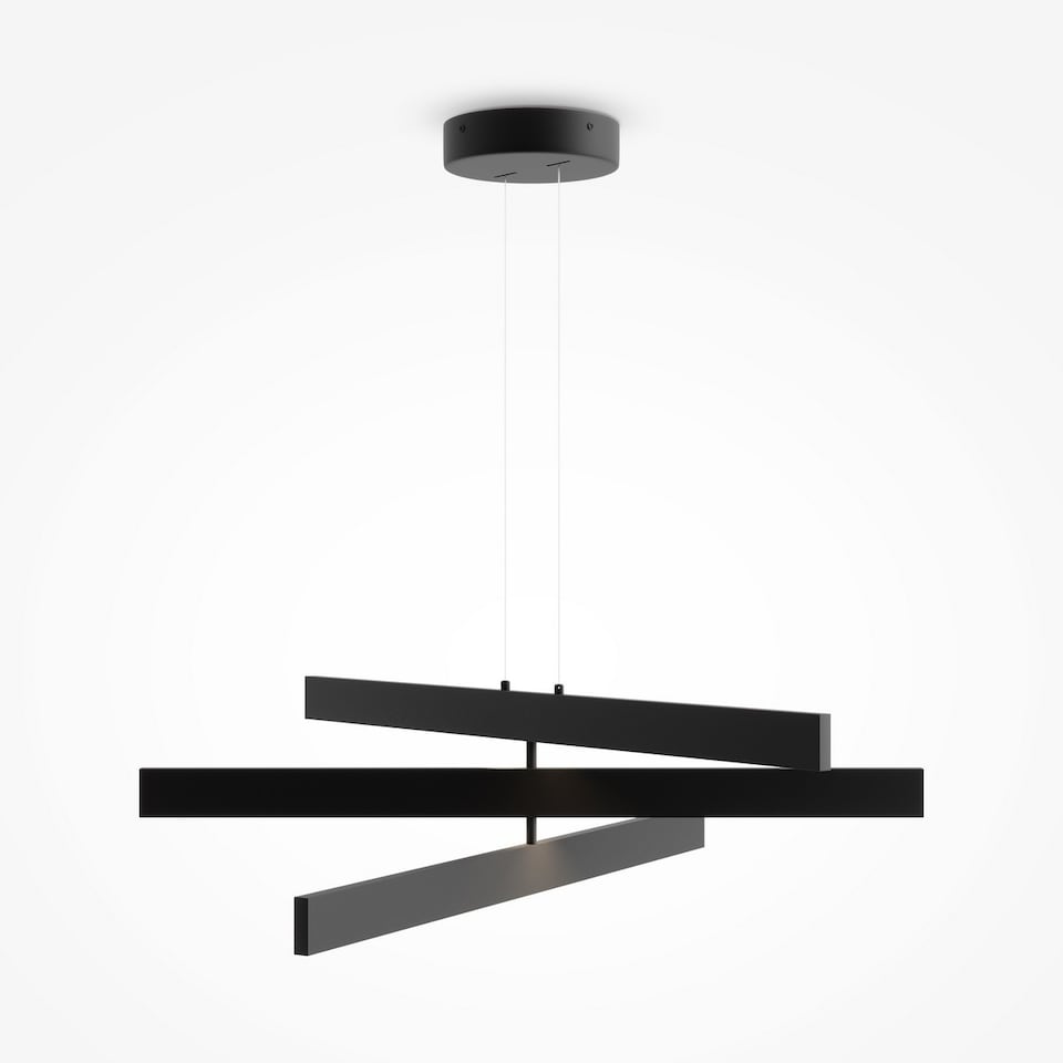 image 1 of Maytoni Origami Modern 3 Light Integrated LED Pendant Ceiling Light Black 4000K