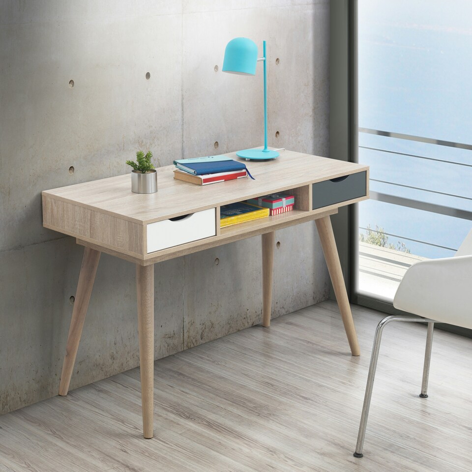 image 1 of Alford 2 Drawer Dressing Table White & Grey Finish