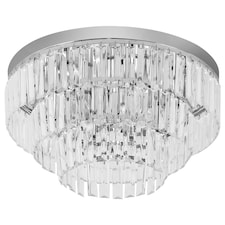 HOMCOM Crystal Chandelier Flush Mount Ceilings Lighting Fixture for Living Room