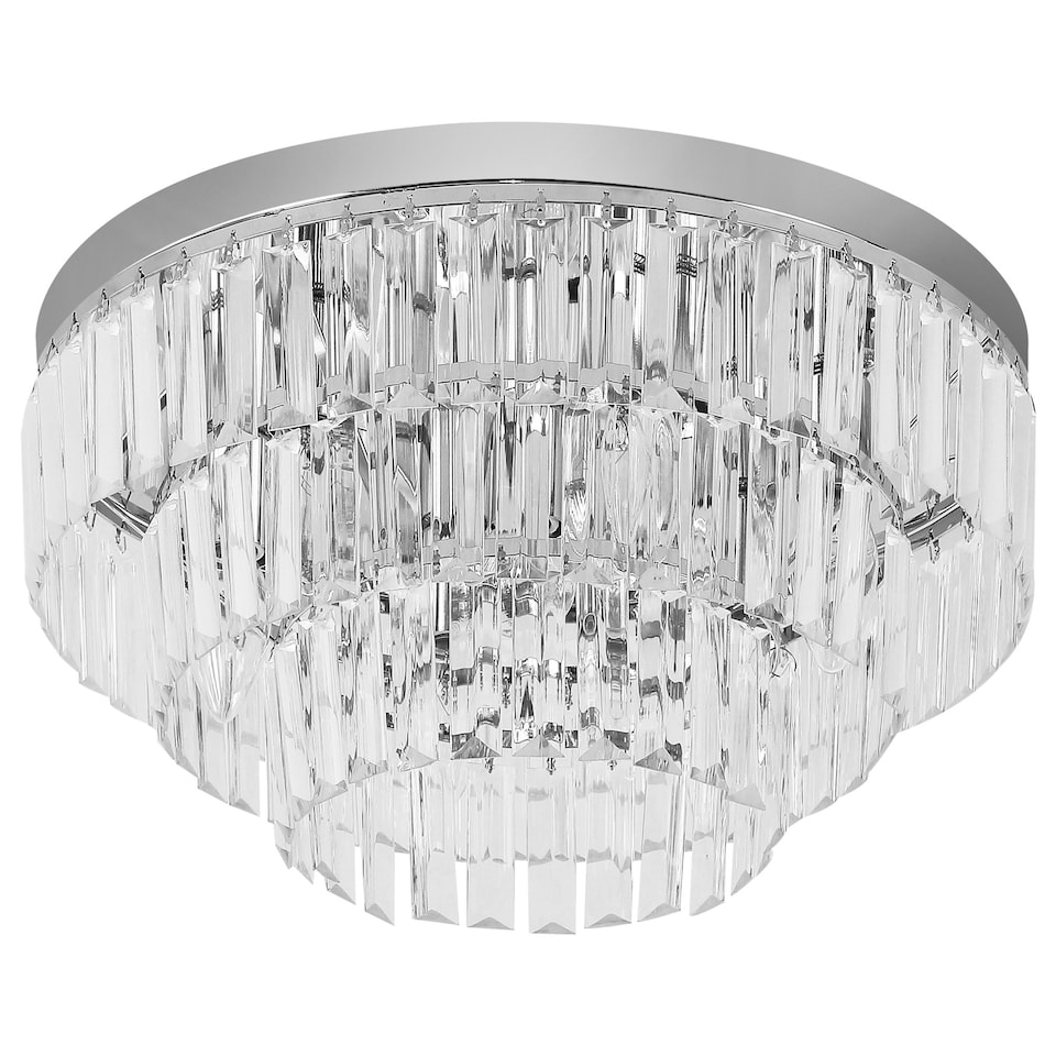 image 1 of HOMCOM Crystal Chandelier Flush Mount Ceilings Lighting Fixture for Living Room
