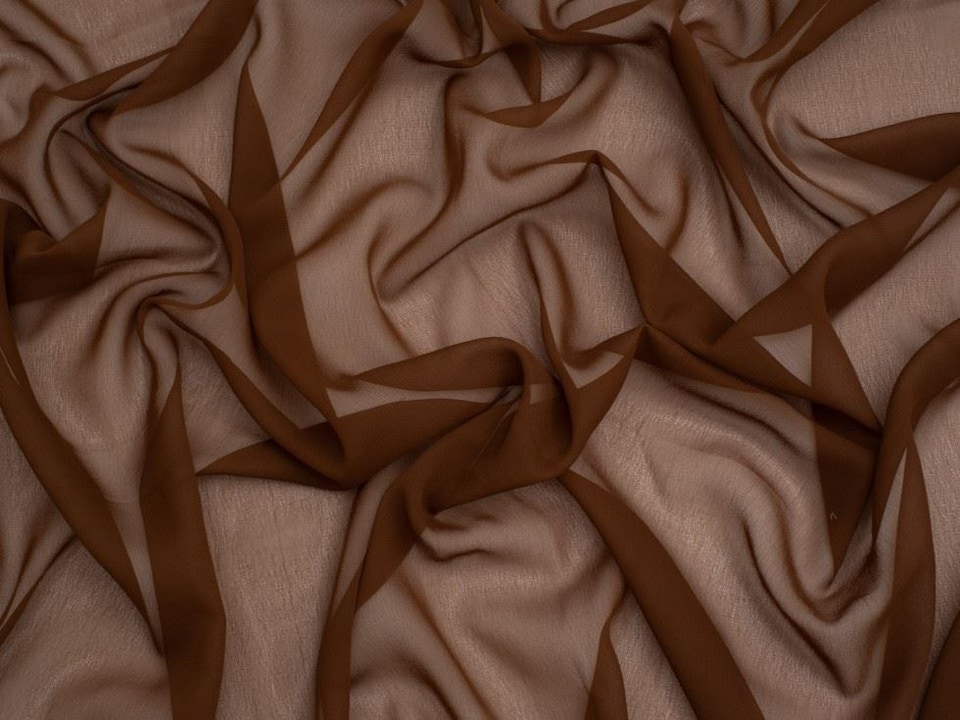 Minerva Core Range Brown Light Sheer Chiffon Fabric for Dressmaking, 110cm / 43" Wide - per metre