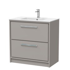 Balterley Modern Bathroom Floor Standing 2 Soft Close Drawer Vanity Unit & Basin | Grey | Pebble Grey | 1