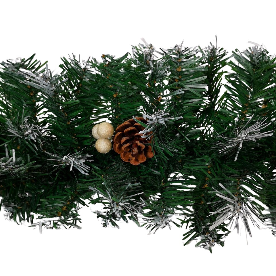 image 1 of Premier 270cm (9ft) Christmas Garland Decoration Snow Tips White Berries & Cones
