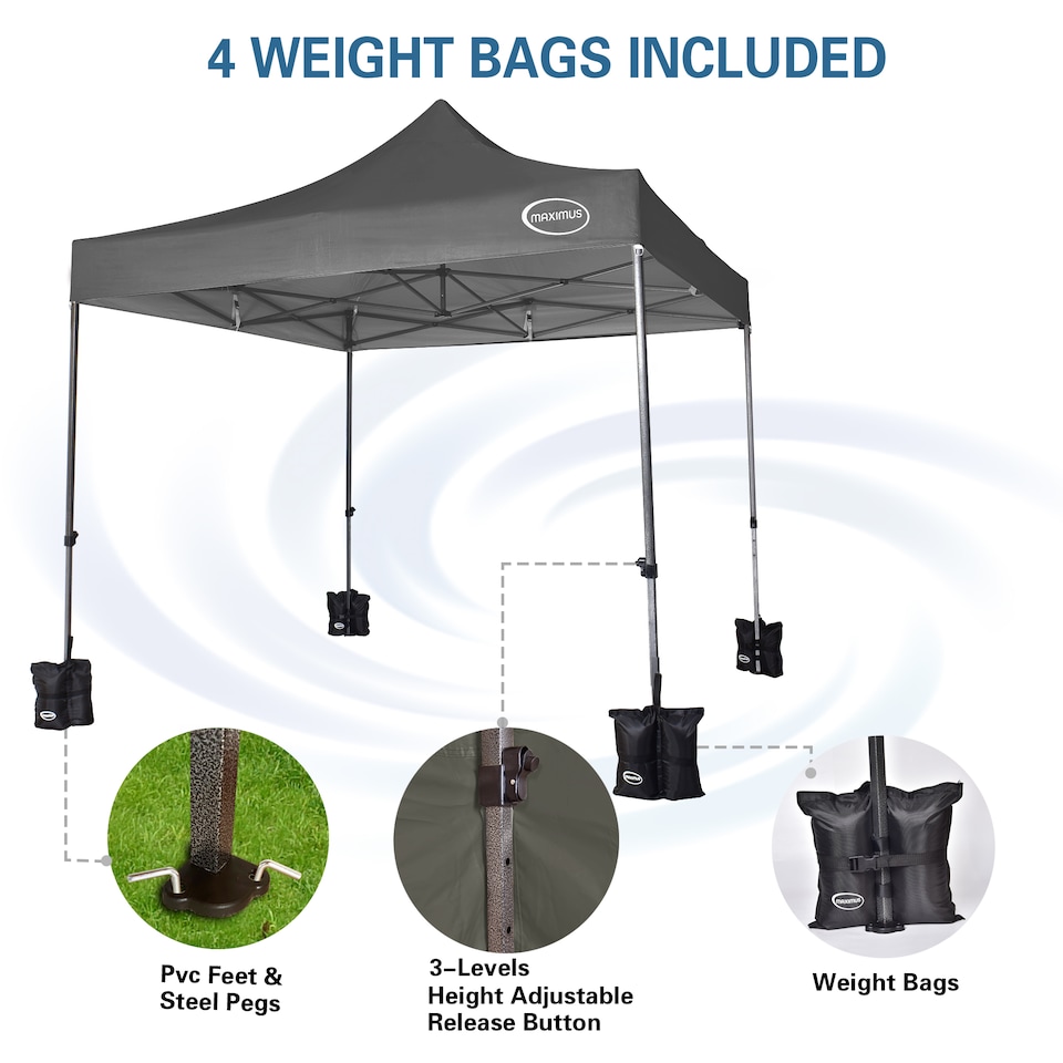 image 1 of MCC Direct MAXIMUS 3x3 Heavy Duty Pop up Grey Gazebo With Sides | Grey | Grey
