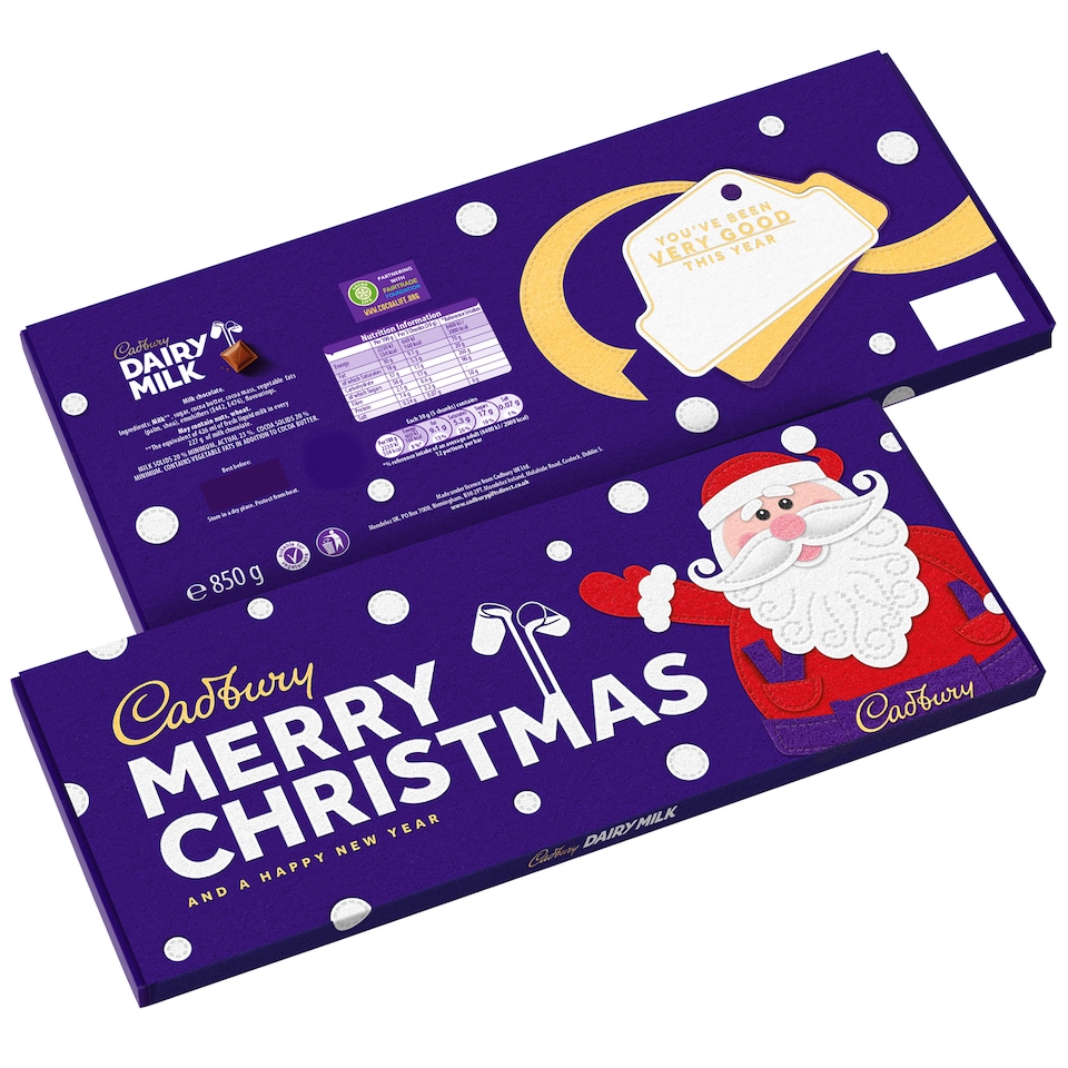 image 1 of Cadbury Dairy Milk Merry Christmas Gift Chocolate Bar 850g