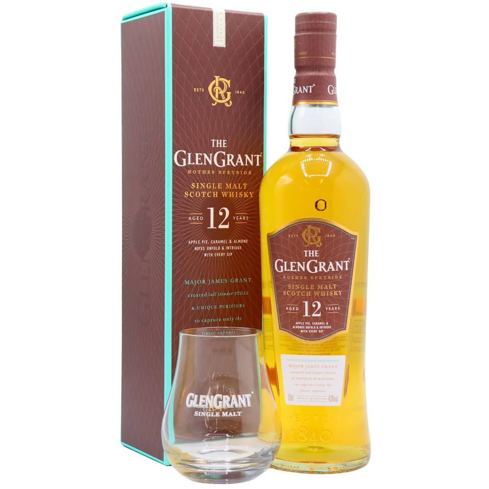 Glen Grant - Speyside Single Malt Scotch 12 year old Whisky (Includes Tasting Glass)