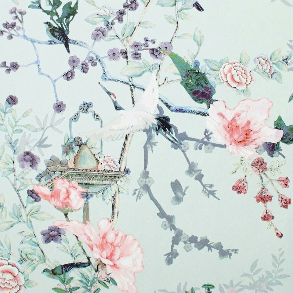 image 1 of Muriva Lipsy Ophelia Wallpaper - Duck Egg - 10m x 53cm Blue