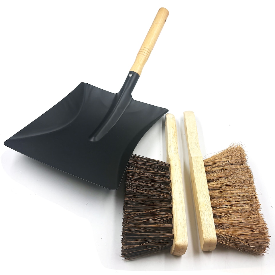image 1 of Heavy Duty Brush and Shovel Set with Soft and Stiff Hand Brushes