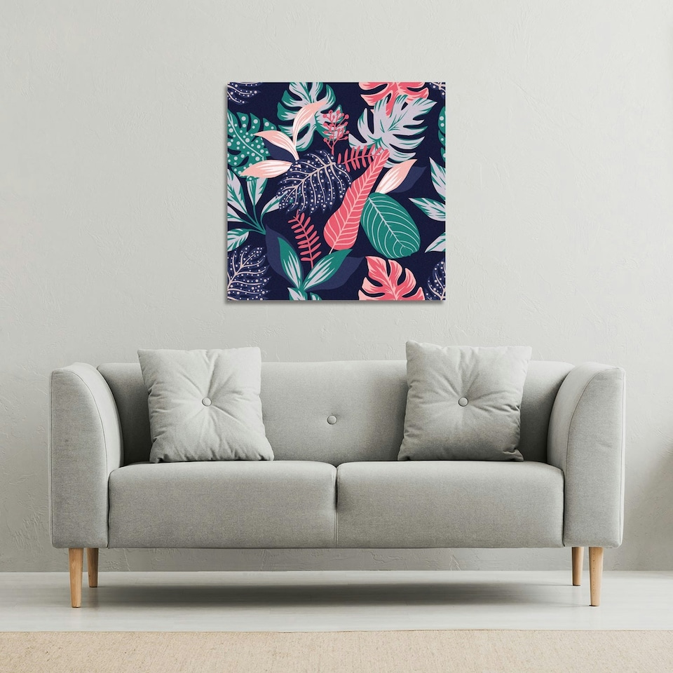image 1 of Tropical Plant Leaves (Canvas Print) 77 x 77 x 4cm