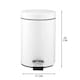 image 3 of Small Stainless Steel 3 Ltr Pedal Bin Kitchen Bathroom Toilet Rubbish, White