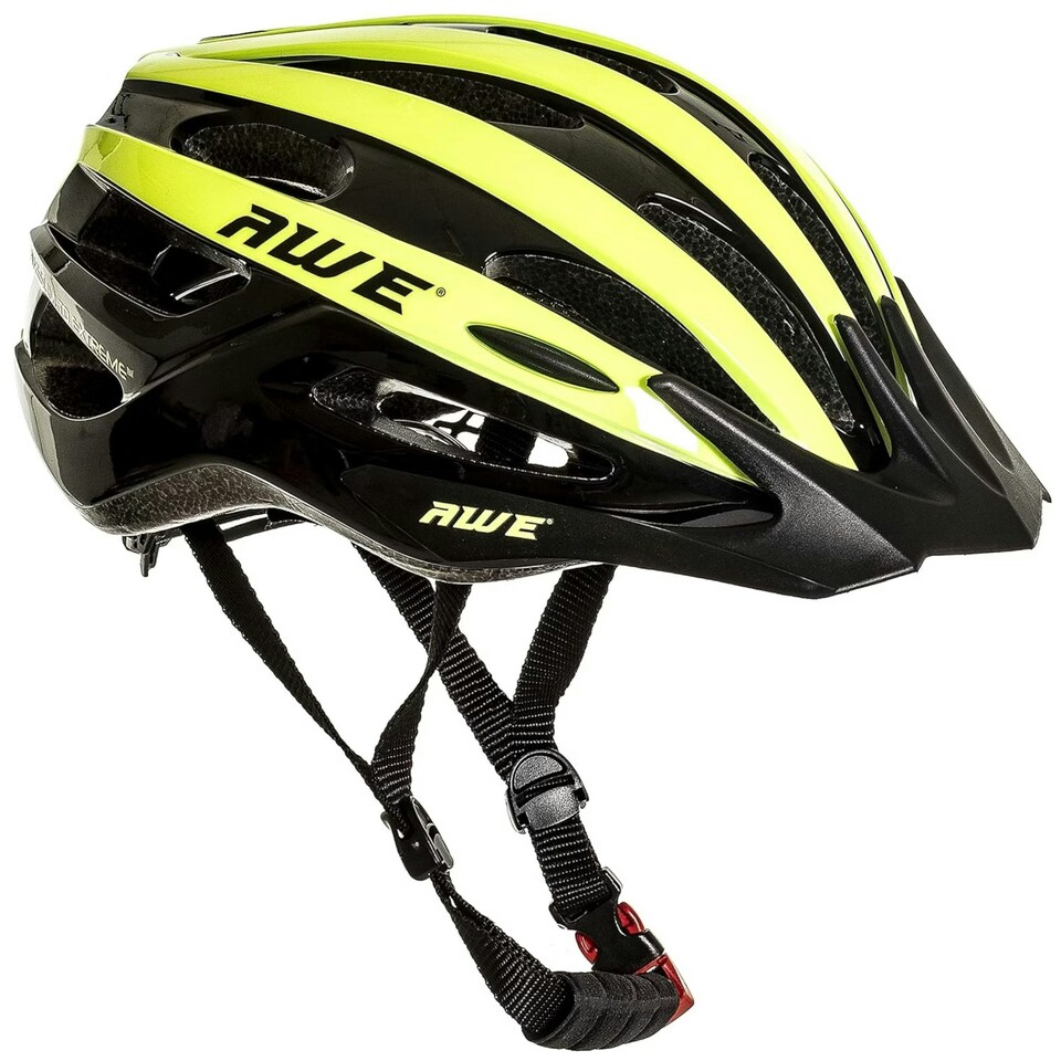 image 1 of AWE AweAir In Mould Adult Bike Helmet Medium 55-58cm Black/Neon Crash Guarantee* Yellow | M