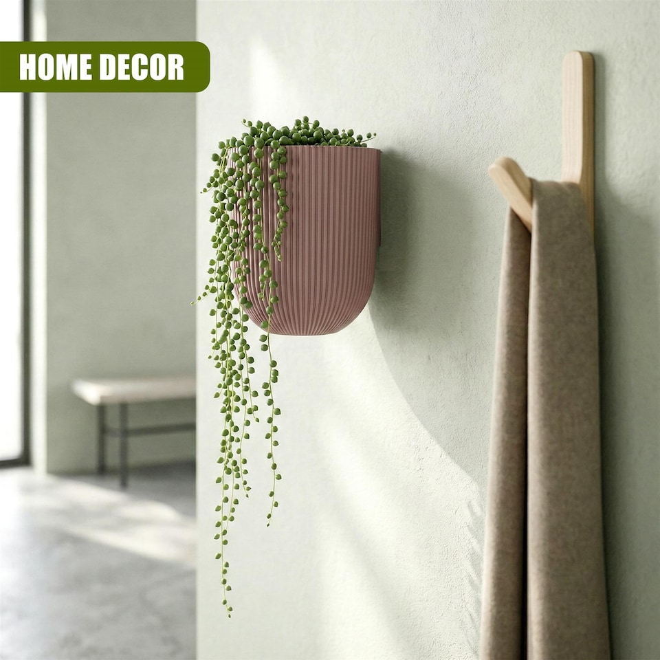 image 1 of GEEZY Milly Wall Flowerpot Set Plastic Planters Brown 2 Pack