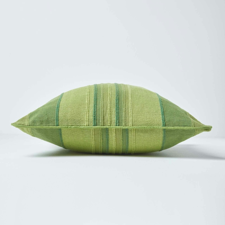 image 1 of Homescapes Cotton Striped Green Cushion Cover Morocco - 45 x 45 cm | Green | Green | 45 x 45 cm
