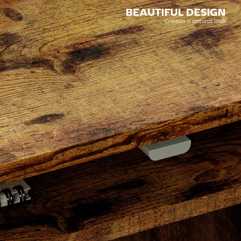 image 1 of HOMCOM Computer Desk Writing Table Study Workstation Storage | Brown | 90W x 50D x 74H cm