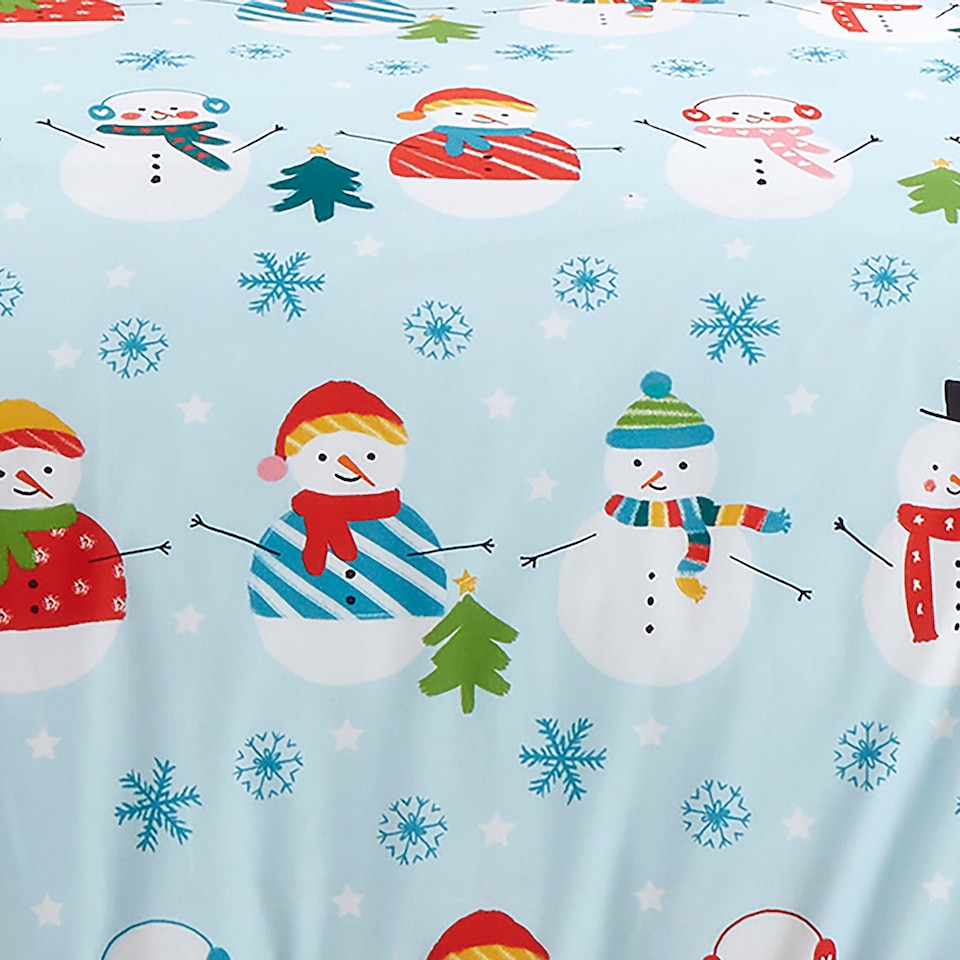 image 1 of Fusion Christmas Snowman Duvet Cover Set Duck Egg