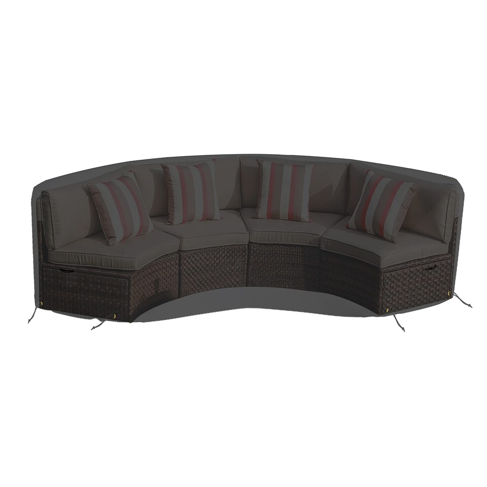 image 1 of Covers&All Curved Outdoor Couch Cover, 1000D Waterproof, UV-Resistant Patio Furniture Cover, 150 in L x 36 in W x 38 in H x 112 in FL, Black