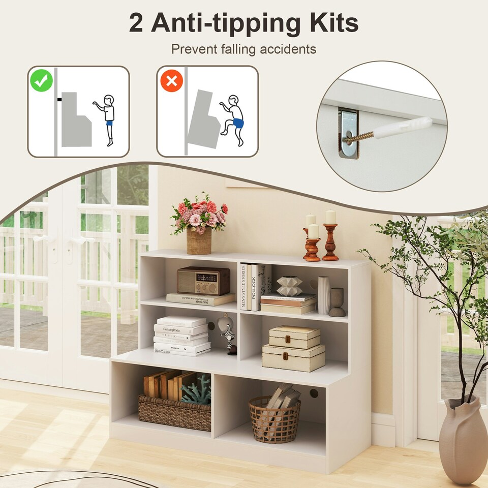image 1 of COSTWAY Entryway Shoe Cabinet 2-in-1 Storage Shoe Bench White
