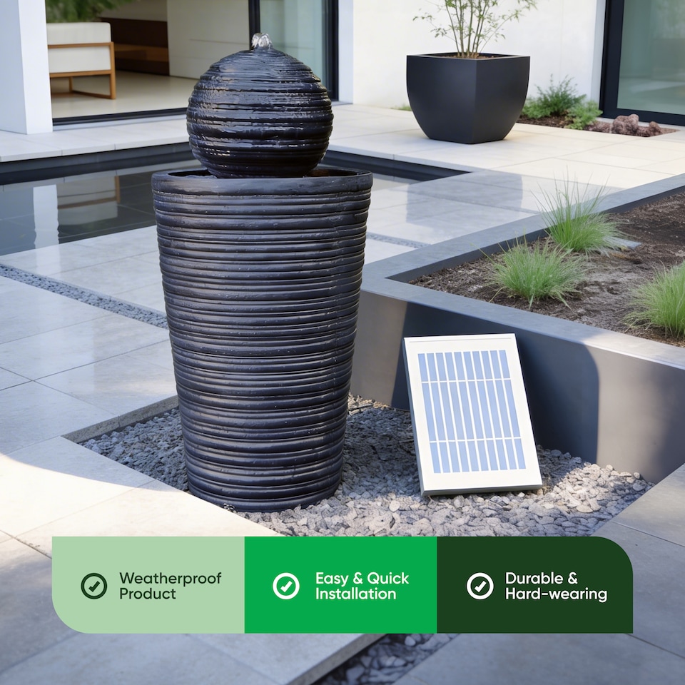 image 1 of Gardenwize Solar Ball & Plinth Water Fountain Feature