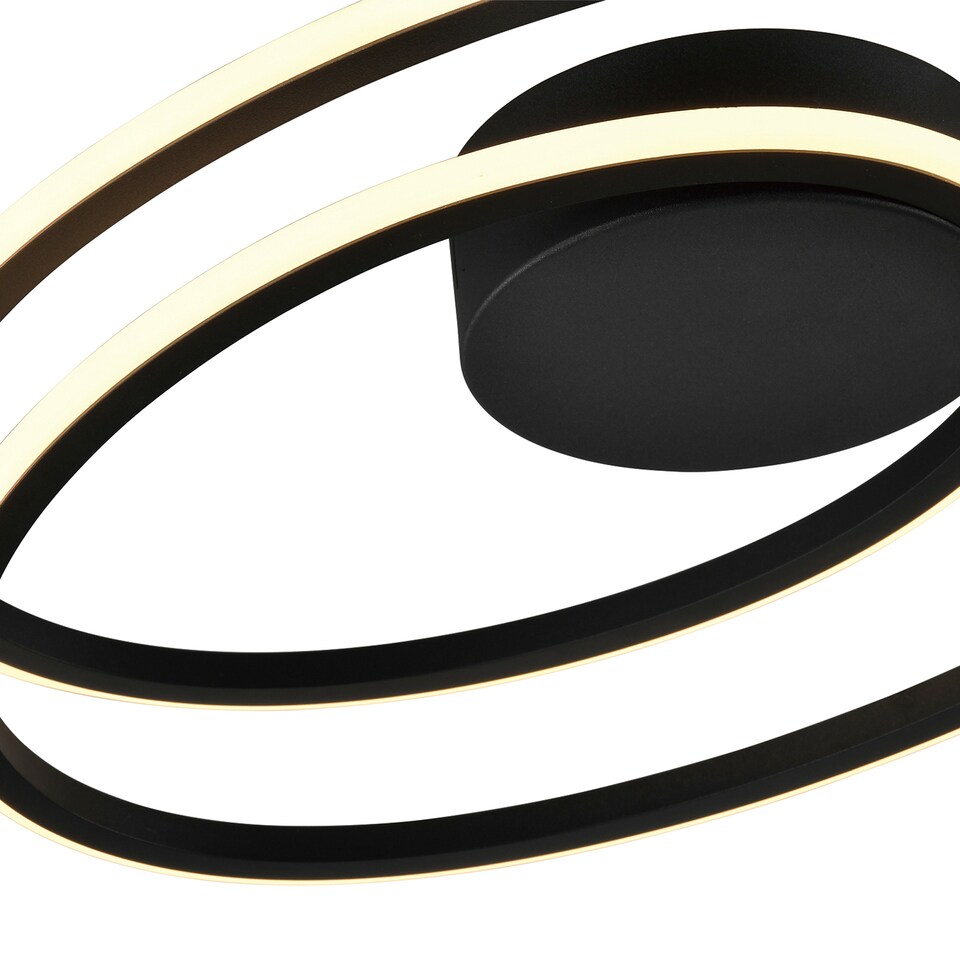 image 1 of Modern Double Swirl Strip LED Flush Ceiling Light Fitting in Sleek Matte Black | Black