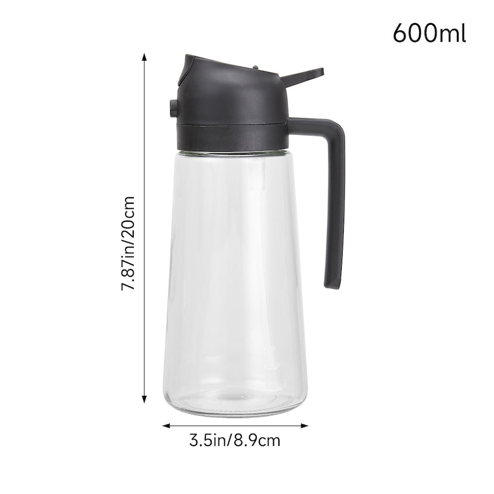 image 1 of Living and Home 2-in-1 Glass Oil Sprayer & Dispenser,Black,600ml | Black