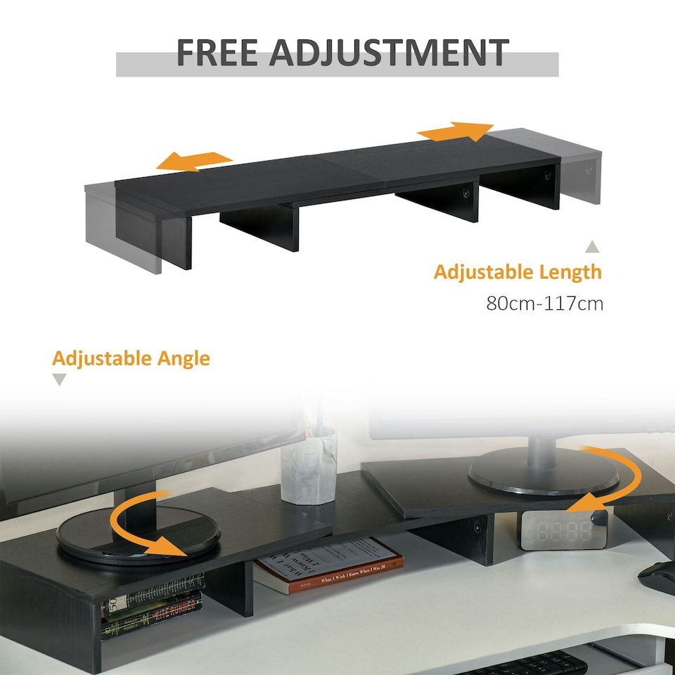 image 1 of Vinsetto Monitor Stand Screen Riser w/ Adjustable Length for Two Laptop Max