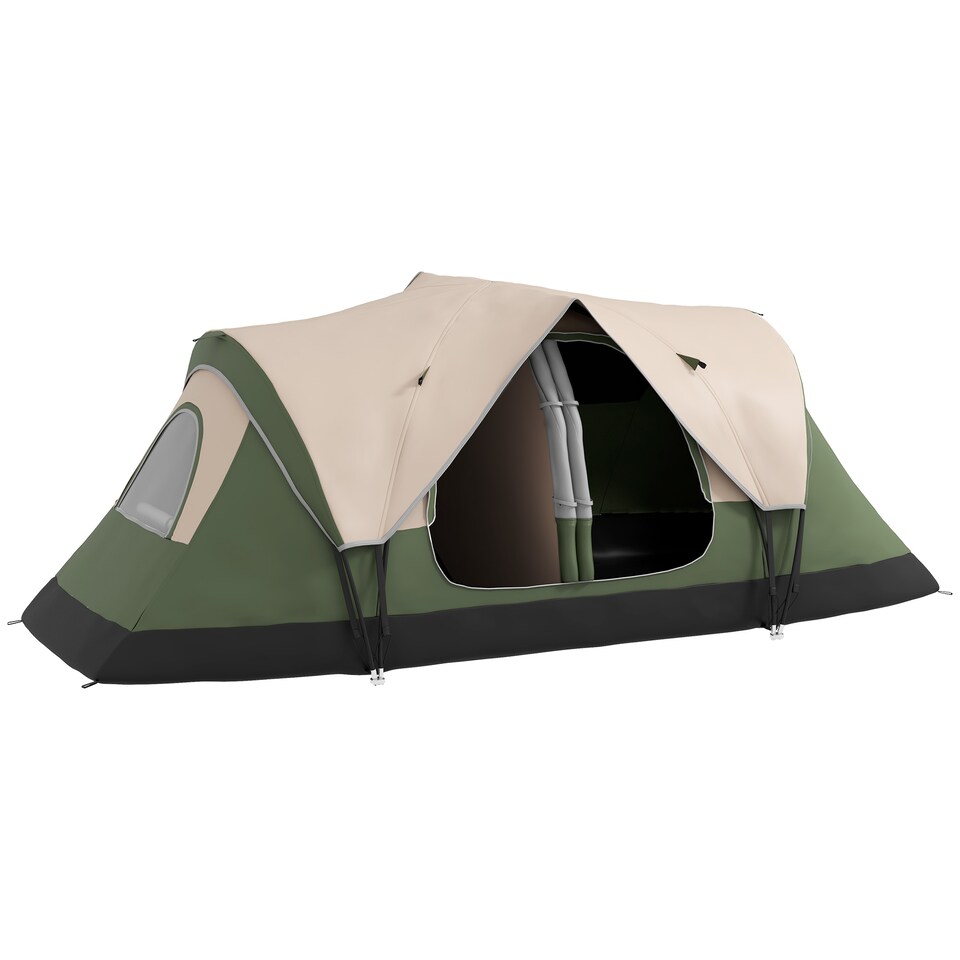 image 1 of Outsunny 2 Room Camping Tent with Rainfly & Screen Panels