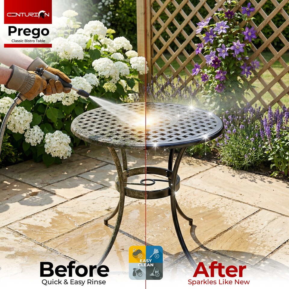 image 1 of Centurion Supports PREGO Garden & Patio Black Cast Aluminium Bistro Table | Black | Black | 1